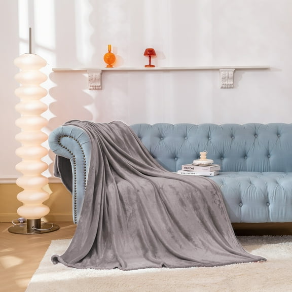 RUIKASI Fleece Gray Blanket Twin - Fluffy Twin Size Blanket for Sofa, Warm Blanket for Sofa, Office, 60x80 Inches