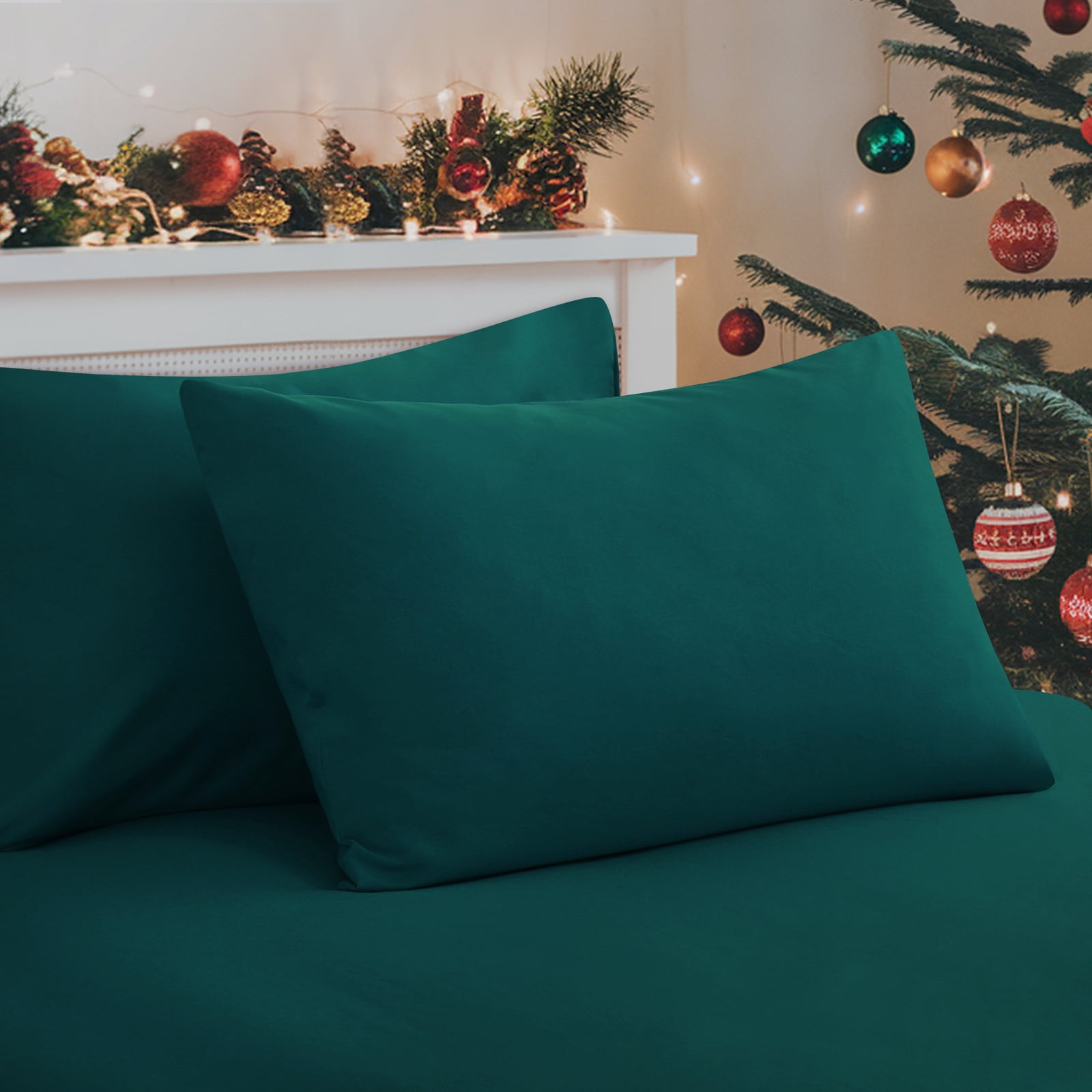 RUIKASI King Size Pillowcases 2 - Soft Dark Green King Pillow Cases Set ...