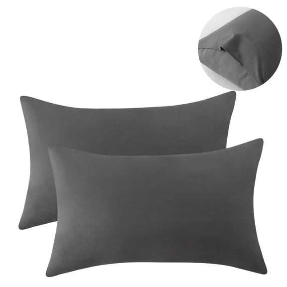 RUIKASI King Size Pillowcases 2 - Soft Dark Grey King Pillow Cases Set of 2, Microfiber Pillow Cover 20x36 inches with Envelop Closure