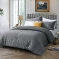 thumbnail image 1 of RUIKASI Seersucker King Comforter Set (102x90 inches), 3 Pieces- 100% Soft Washed Microfiber Lightweight Bedding with 2 Pillowcases,All Season Down Alternative,Grey, 1 of 7