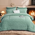 thumbnail image 1 of Aisbo Sherpa Winter Comforter, Reversible Flannel Blanket, 3D Jacquard Design, Warm & Cozy, Full Size, 1 of 6