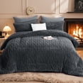 thumbnail image 1 of Aisbo Sherpa Winter Comforter, Reversible Flannel Blanket, 3D Jacquard Design, Warm & Cozy, King Size, 1 of 6