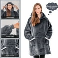 thumbnail image 1 of RUIKASI Wearable Blanket Hoodie Adult- Comfy Sherpa Blanket Hoodie Sweatshirt for Women Men, Hooded Blanket with Sleeves and Giant Pockets as Gifts for Adult, Gray, Standard, 1 of 7