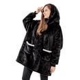thumbnail image 1 of RUIKASI Wearable Blanket Hoodie Adult- Comfy Sherpa Blanket Hoodie Sweatshirt for Women Men, Hooded Blanket with Sleeves and Giant Pockets as Gifts for Adult, Black, Standard, 1 of 7