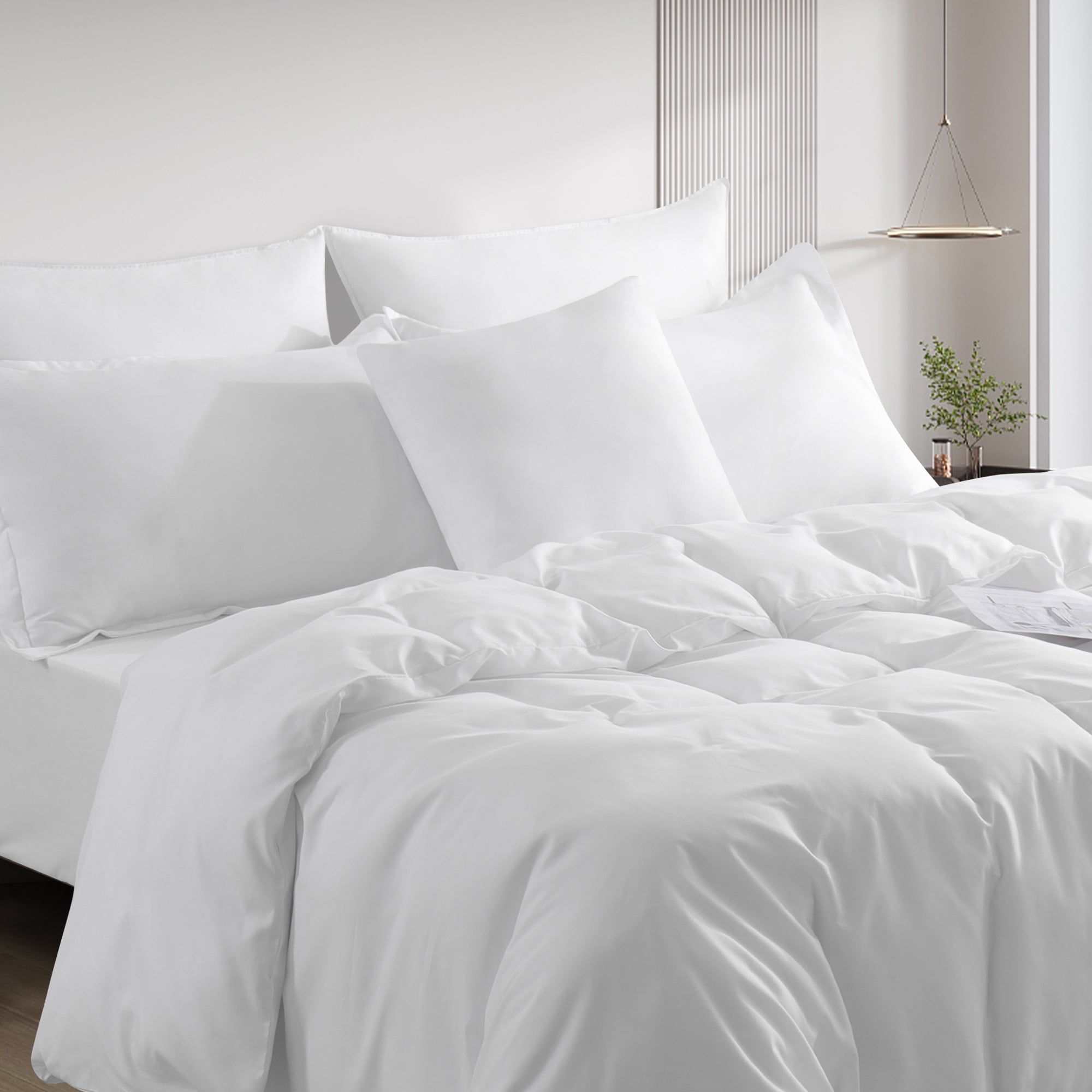 RUIKASI White Duvet Cover Twin Size Soft White Twin Duvet Cover Set