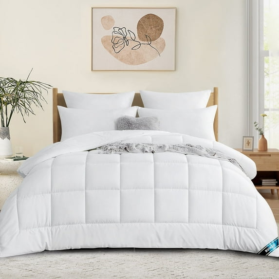 RUIKASI White Full Duvet Insert Fluffy - Soft Quilted Bed Comforter Full Size, Warm Down Alternative Duvet with Corner Taps, Box Stitched, 82x86 inch