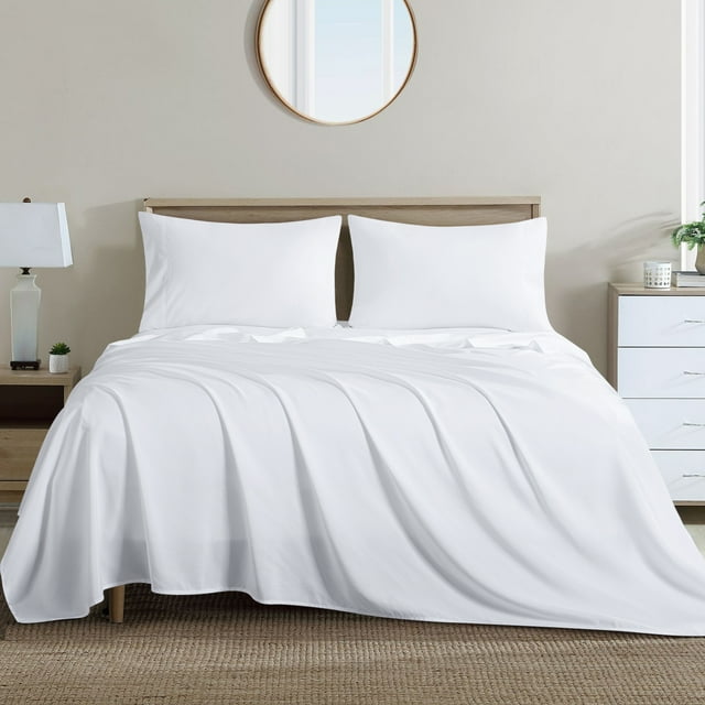 RUIKASI White King Sheet Set Soft Sheets for Kingn Size Bed, 4 Pieces