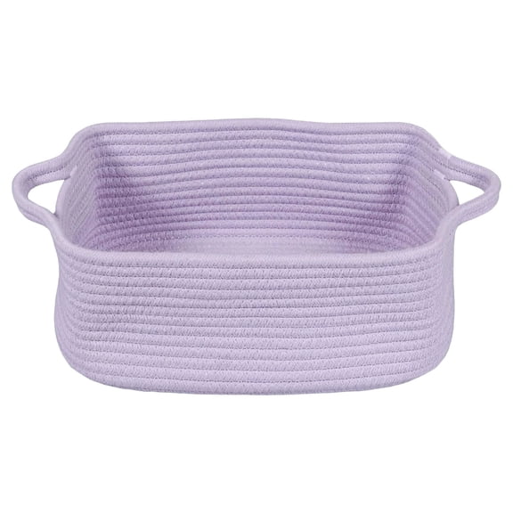 RUIKI 1Pc Purple rope basket, black storage bin, rectangular storage basket with handles, for toy, gift, storage