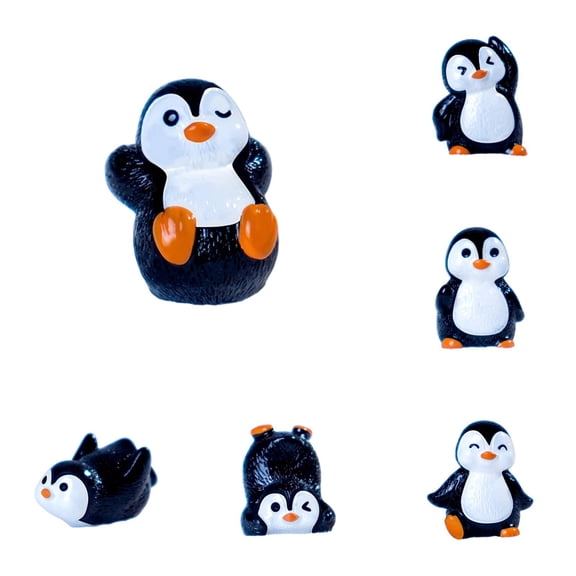 RUIKI 6Pcs Mini Penguin Figurines, Resin Craft Small Accessories DecorationSmallTable Decorations for Shelf, Desk, Fairy Garden, Home Accents
