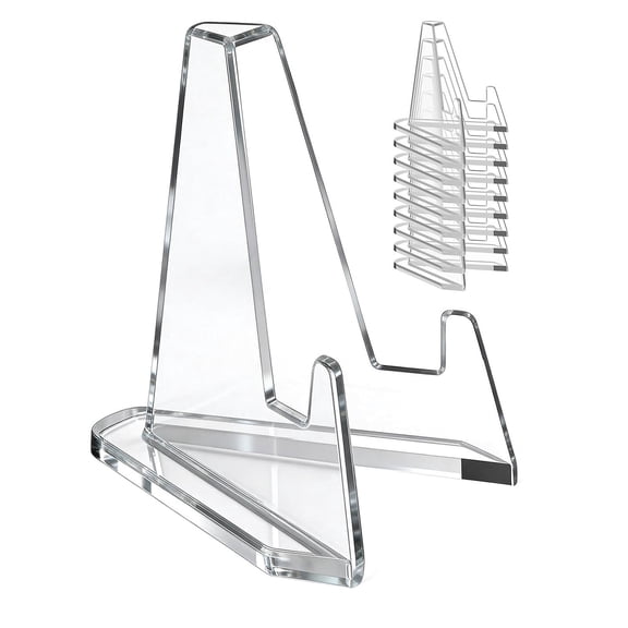 RUIKI Acrylic Display Card Stands, 10 Pcs Clear Mini Easel Stands, 2.2 Inch Tall for Sports Cards, PSA Graded Cards, Trading Cards, Challenge Coins