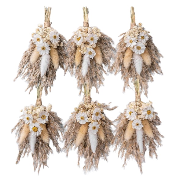 RUINIXCW 6pcs Mini Dried Flower Bouquet Dried Pampas Grass Bouquet for Crafts Natural Boho Dried Flowers Bulk Small Dried Flowers Dried Wildflowers Diy Photo Props Gift Wedding Home Living Room Decor
