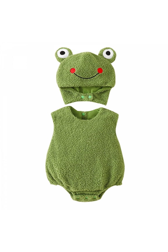 Baby Animal Sleeveless Fox/Frog Romper with Hat Halloween Cosplsy Costume