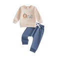 thumbnail image 1 of RUINIXCW Baby Boy 1st Birthday Outfits Letter Embroidery Crew Neck Sweatshirt Pants, 1 of 7