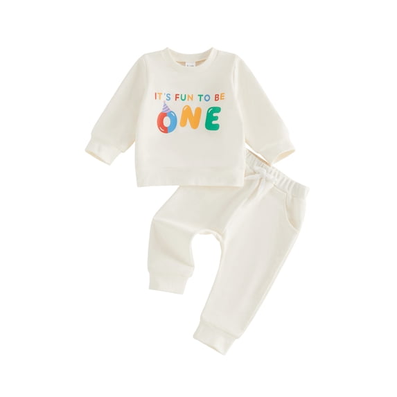 RUINIXCW Baby Boy 1st Birthday Outfits Letter Print Long Sleeve Crew Neck Sweatshirts and Joggers Pants 2 Piece Set