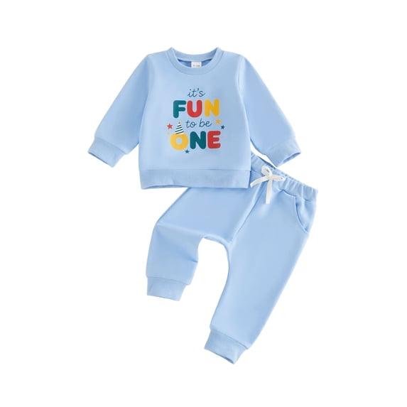 RUINIXCW Baby Boy 1st Birthday Outfits Letter Print Long Sleeve Crew Neck Sweatshirts and Joggers Pants 2 Piece Set