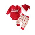 thumbnail image 1 of RUINIXCW Baby Boy Christmas Outfit Long Sleeve Romper Pattern Pants Hat 3Pcs Set, 1 of 8
