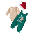 thumbnail image 1 of RUINIXCW Baby Boy Christmas Outfits Rompers Letter Embroidery Overalls Pants and Hat, 1 of 8