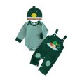 thumbnail image 1 of RUINIXCW Baby Boy Fall Outfit Striped Long Sleeve Romper Applique Overall Pants Hat, 1 of 8