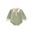 thumbnail image 1 of RUINIXCW Baby Boy Fall Romper Stripe Print Buttons Turn Down Collar Long Sleeve Infant Bodysuits Jumpsuits, 1 of 9