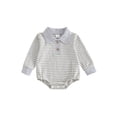 thumbnail image 1 of RUINIXCW Baby Boy Fall Romper Stripe Print Buttons Turn Down Collar Long Sleeve Infant Bodysuits Jumpsuits, 1 of 9