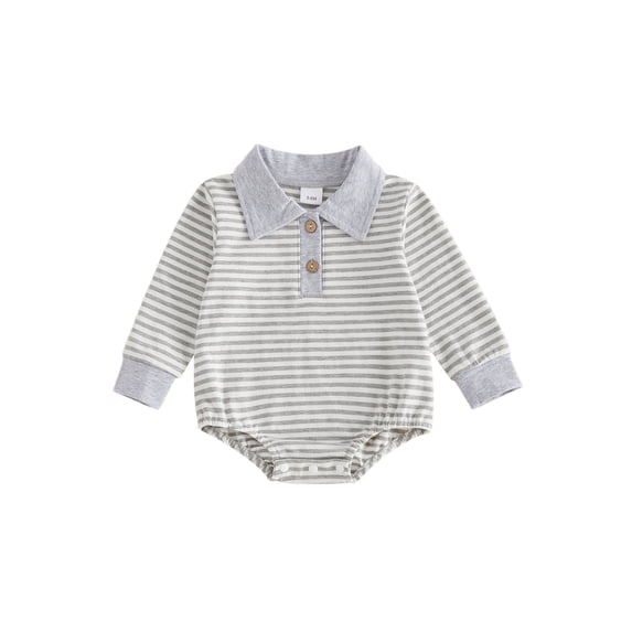 RUINIXCW Baby Boy Fall Romper Stripe Print Buttons Turn Down Collar Long Sleeve Infant Bodysuits Jumpsuits