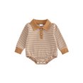 thumbnail image 1 of RUINIXCW Baby Boy Fall Romper Stripe Print Buttons Turn Down Collar Long Sleeve Infant Bodysuits Jumpsuits, 1 of 9