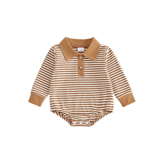 RUINIXCW Baby Boy Fall Romper Stripe Print Buttons Turn Down Collar Long Sleeve Infant Bodysuits Jumpsuits