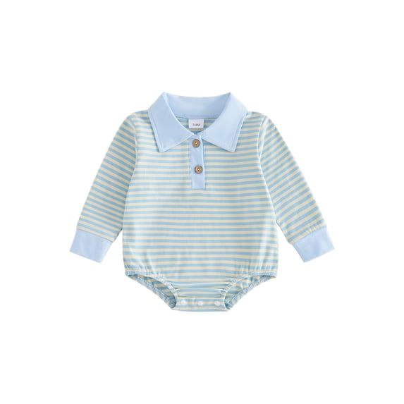 RUINIXCW Baby Boy Fall Romper Stripe Print Buttons Turn Down Collar Long Sleeve Infant Bodysuits Jumpsuits