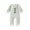 thumbnail image 1 of RUINIXCW Baby Boy First Birthday Outfit Romper Infant Boys 1st Birthday One Years Old Clothes Letter Embroidery Long Sleeve Waffled Striped Jumpsuit, 1 of 10