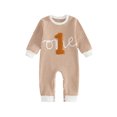 thumbnail image 1 of RUINIXCW Baby Boy First Birthday Outfit Romper Infant Boys 1st Birthday One Years Old Clothes Letter Embroidery Long Sleeve Waffled Striped Jumpsuit, 1 of 10