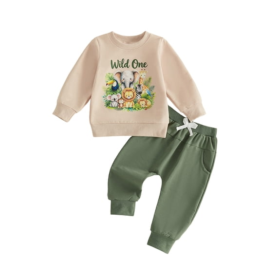 RUINIXCW Baby Boy First Birthday Outfits 1st Birthday One Years Old Spring Fall Winter Clothes Wild One Print Long Sleeve Sweatshirt and Pants Set
