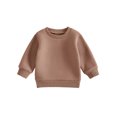 thumbnail image 1 of RUINIXCW Baby Boy Girl Pullover Sweatshirt Solid Color Crew Neck Fall Thickened Tops, 1 of 9