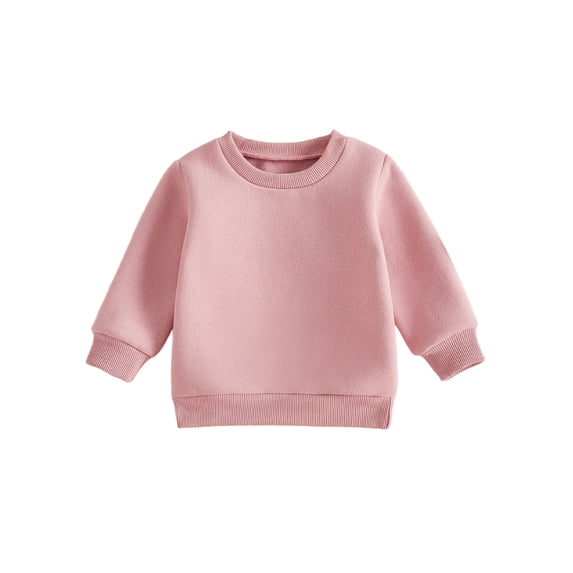 RUINIXCW Baby Boy Girl Pullover Sweatshirt Solid Color Crew Neck Fall Thickened Tops
