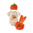 thumbnail image 1 of RUINIXCW Baby Boy Halloween Outfit Short Sleeve Romper Furry Suspender Shorts Hat, 1 of 8