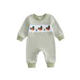 thumbnail image 1 of RUINIXCW Baby Boy Long Sleeve Romper Striped Mallard Embroidered Waffle Jumpsuit, 1 of 7