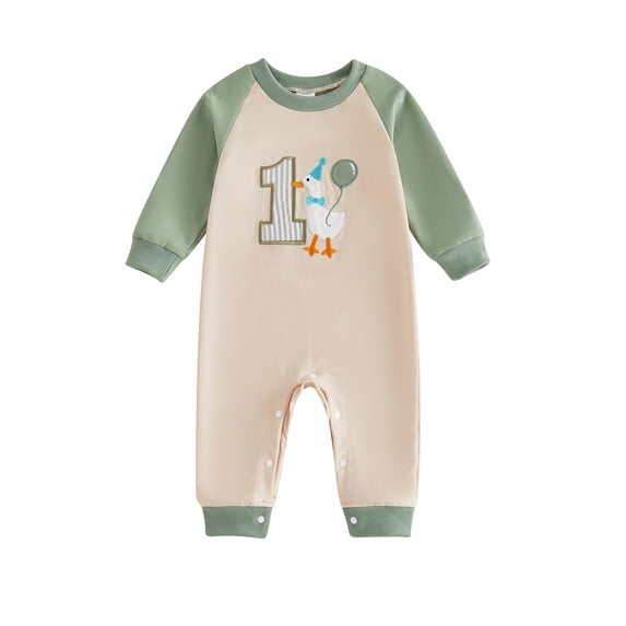 RUINIXCW Baby Boys First Birthday Romper Adorable Long Sleeve Round Neck Jumpsuit