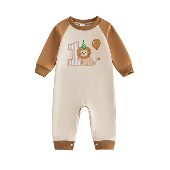 RUINIXCW Baby Boys First Birthday Romper Adorable Long Sleeve Round Neck Jumpsuit