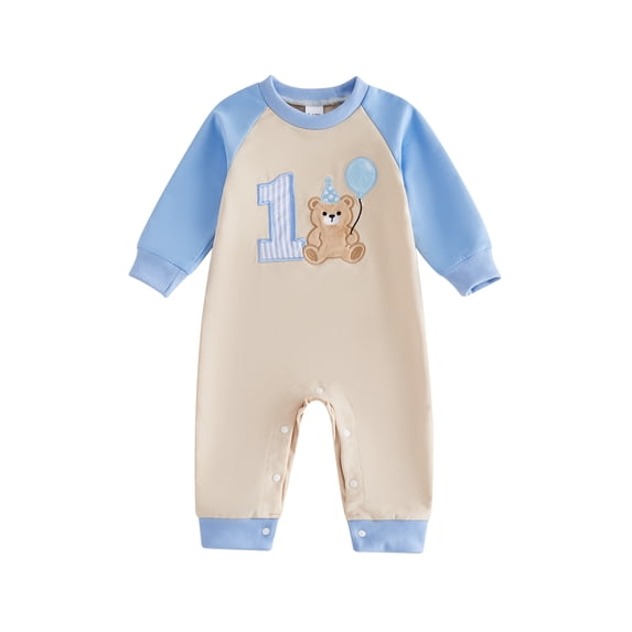 RUINIXCW Baby Boys First Birthday Romper Adorable Long Sleeve Round Neck Jumpsuit