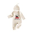 thumbnail image 1 of RUINIXCW Baby Christmas Outfit Letter Truck Embroidery Long Sleeve Romper and Hat, 1 of 8