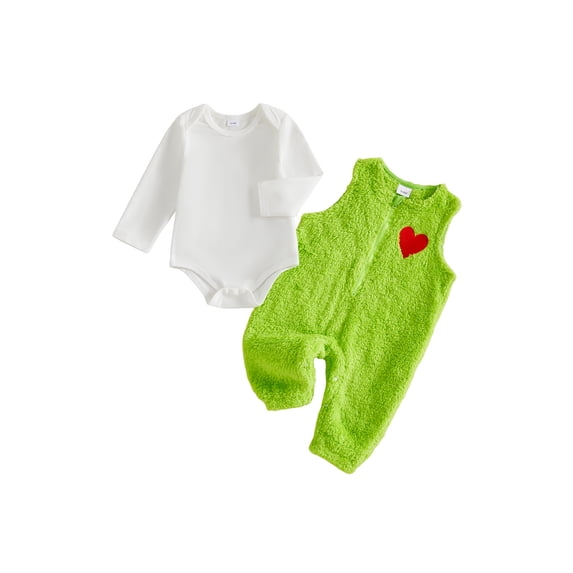 RUINIXCW Baby Christmas Outfits Long Sleeve Solid Color Romper with Fuzzy Jumpsuit