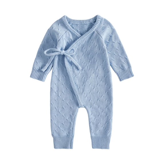 RUINIXCW Baby Fall Sweater Romper Wrap Side-Tie Long Sleeve Knit Bodysuit
