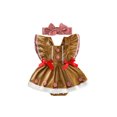 thumbnail image 1 of RUINIXCW Baby Girl Christmas Outfit, Gingerbread Man Fly Sleeve Furry Romper Overalls with Hairband for Casual Daily, 1 of 8