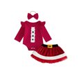 thumbnail image 1 of RUINIXCW Baby Girl Christmas Outfit Long Sleeve Romper + Skirt + Headband Set, 1 of 8
