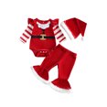 thumbnail image 1 of RUINIXCW Baby Girl Christmas Outfits Long Sleeve Ruffle Romper + Flare Pants + Hat, 1 of 8
