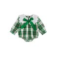 thumbnail image 1 of RUINIXCW Baby Girl Christmas Romper Plaid Bow Snap Crew Neck Long Sleeve Jumpsuit, 1 of 8