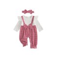 thumbnail image 1 of RUINIXCW Baby Girl Christmas Set Plaid/Striped Long Sleeve Ribbed Jumpsuit Headband, 1 of 8