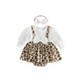 thumbnail image 1 of RUINIXCW Baby Girl Fall Bodysuit Long Sleeve Leopard Print Romper Dress and Headband, 1 of 8