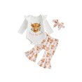 thumbnail image 1 of RUINIXCW Baby Girl Fall Outfits Cow Print Long Sleeve Romper Flare Pants Headband, 1 of 8