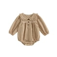 thumbnail image 1 of RUINIXCW Baby Girl Fall Romper Plaid Print Long Sleeve Doll Collar Button Front Bubble Bodysuit, 1 of 9