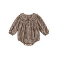 thumbnail image 1 of RUINIXCW Baby Girl Fall Romper Plaid Print Long Sleeve Doll Collar Button Front Bubble Bodysuit, 1 of 9